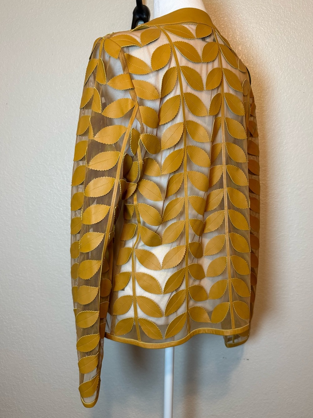 Neiman Marcus The Leather Collection Leaf Appliqué & Mesh Jacket Size XL - Picture 5 of 13